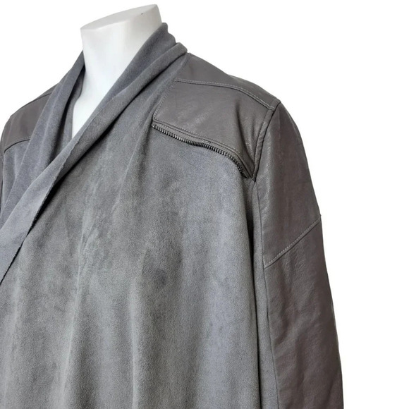Blank NYC Womens Faux  Suede/Leather Drape Front Jacket Cardigan Size XS Gray - Picture 2 of 9